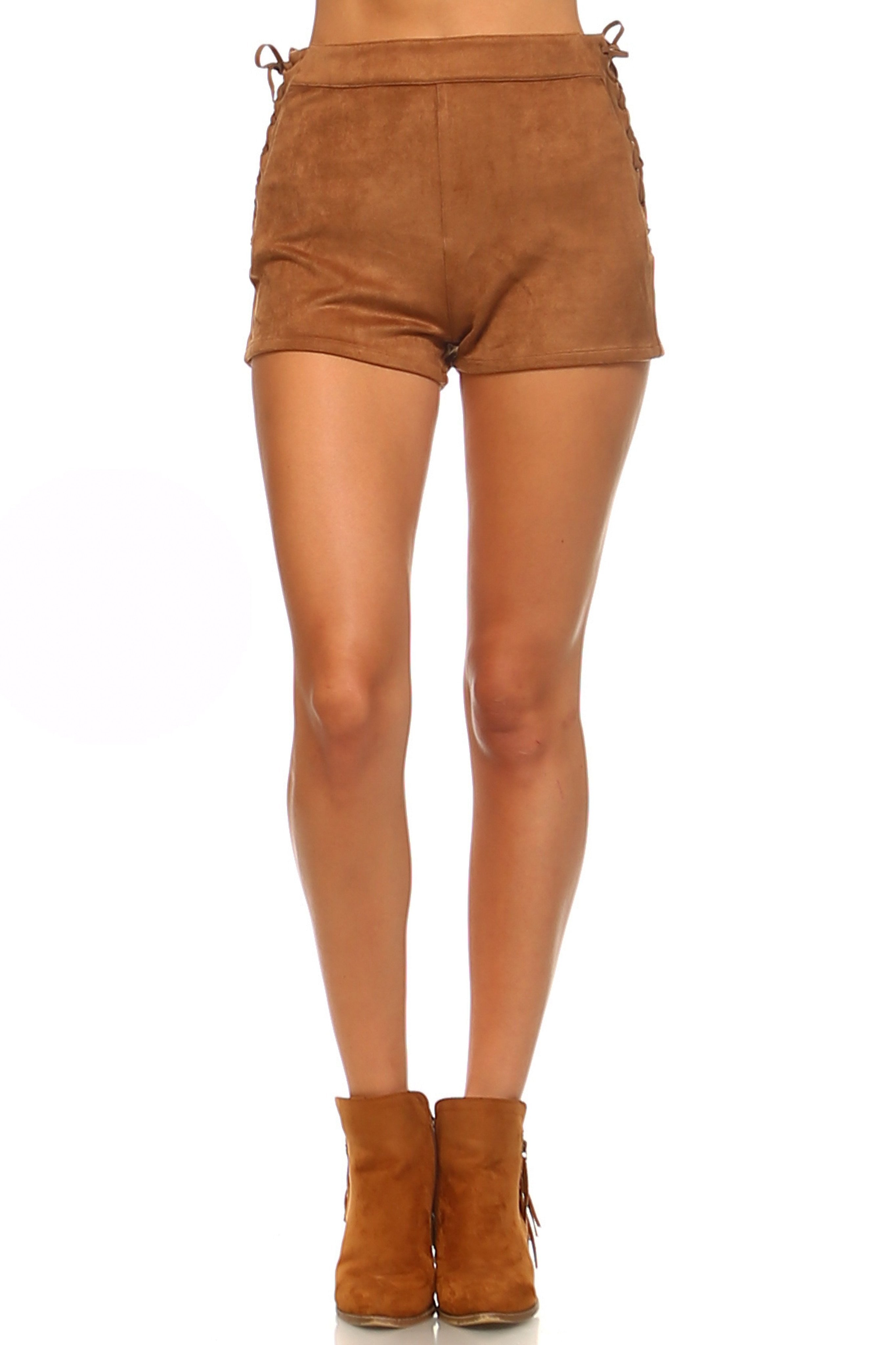 Women's Suede Side Tie Shorts