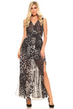 Women's Crossover Animal Print Side Slip Maxi Dress