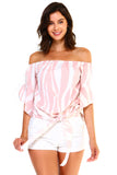 Women's Strapless Striped Bandage Blouse