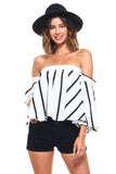 Women's Chic Vertical Striped Off Shoulder Blouse