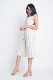 Women's Stripe Cut-Out Sleeveless Jumpsuit