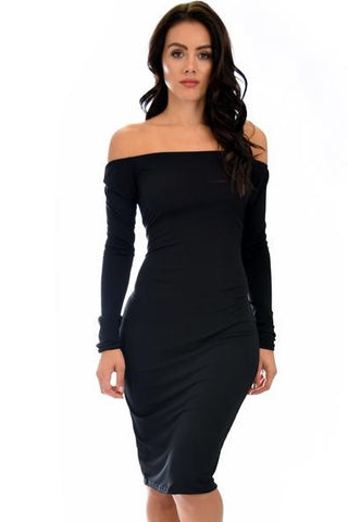 Bold Move Off The Shoulder Bodycon Midi Dress