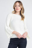 Women's Solid Knit Bell Sleeve Sweater