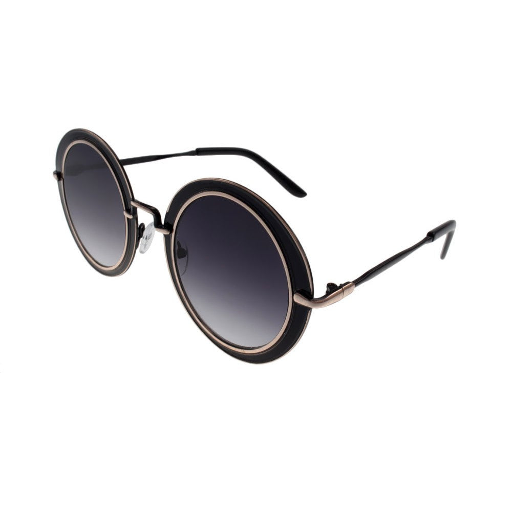 Round Gold and Black Frame Sunglasses