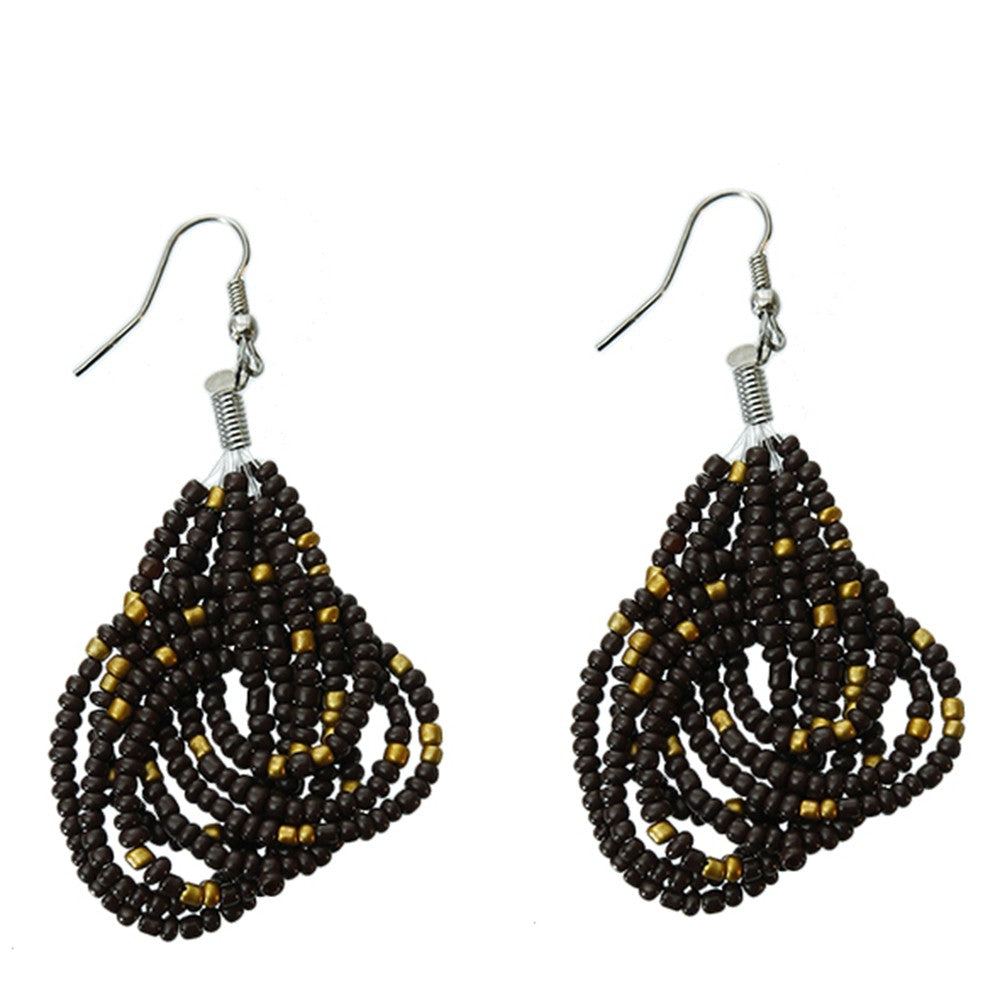 Brown Bead Knotted Earrings