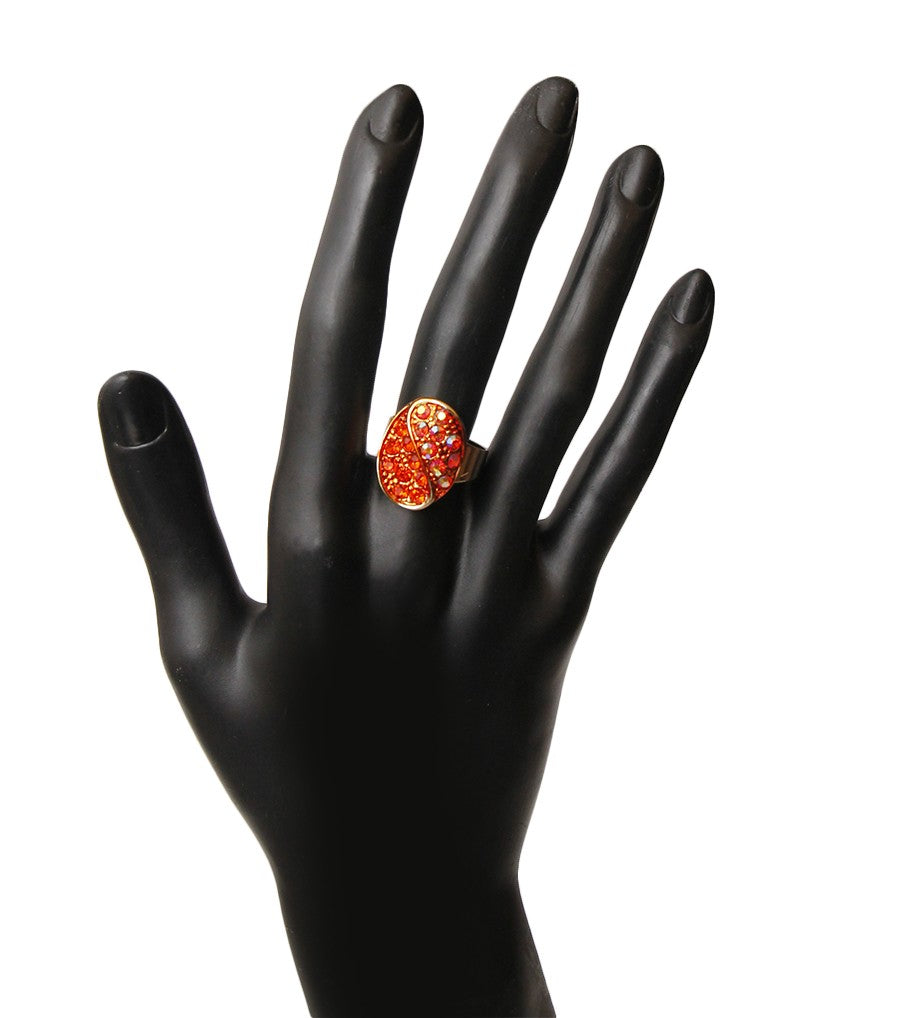 Gold and Orange Rhinestone Ring