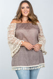 Plus Size Boho Off Shoulder Tassel Top