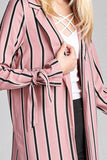 Multi Stripe Long Jacket w/ Side Slit