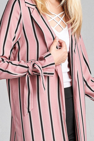 Multi Stripe Long Jacket w/ Side Slit