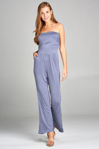 Blue Tube Top Jumpsuit