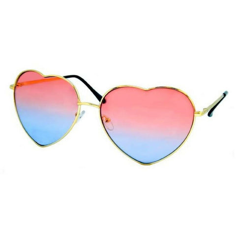 Blue and Pink Heart Frame Sunglasses