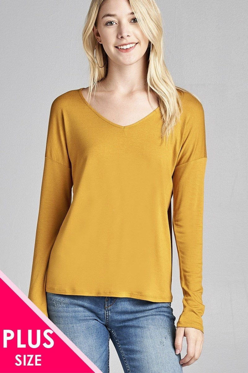 Plus Size Long Sleeve Knit Top