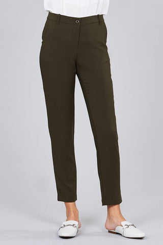 Plus Size Classic Long Pants w/ Seam Side Pocket