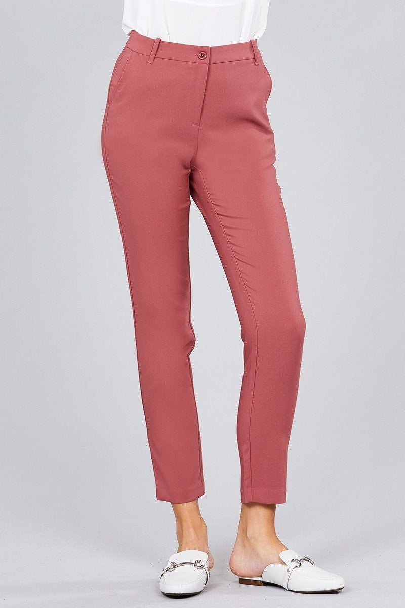 Plus Size Classic Long Pants w/ Seam Side Pocket