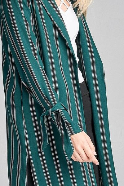 Multi Stripe Long Jacket w/ Side Slit