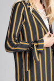 Multi Stripe Long Jacket w/ Side Slit