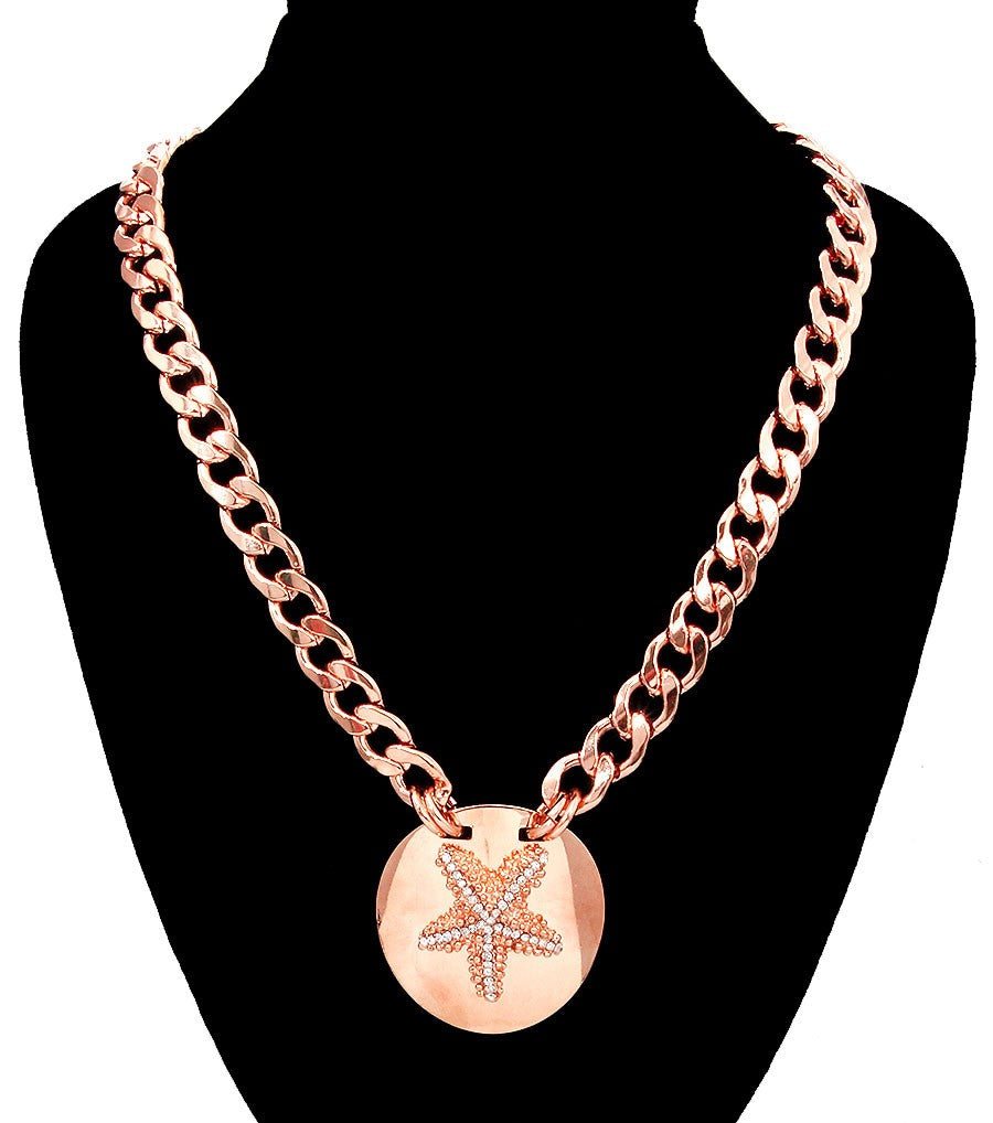 Starfish Chain Necklace Color-Rose Gold