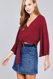 Bell Sleeve Dot Printed Woven Top