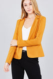 Long Sleeve Notched Collar Jacket w/ Back Slit