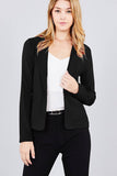 Long Sleeve Notched Collar Jacket w/ Back Slit