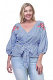 Plus Size Floral Stripe Shirt