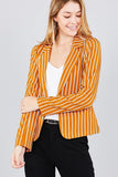 Long Sleeve Striped Jacket w/ Back Slit